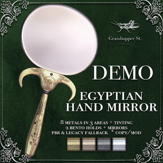 Grasshopper St Egyptian Hand Mirror DEMO