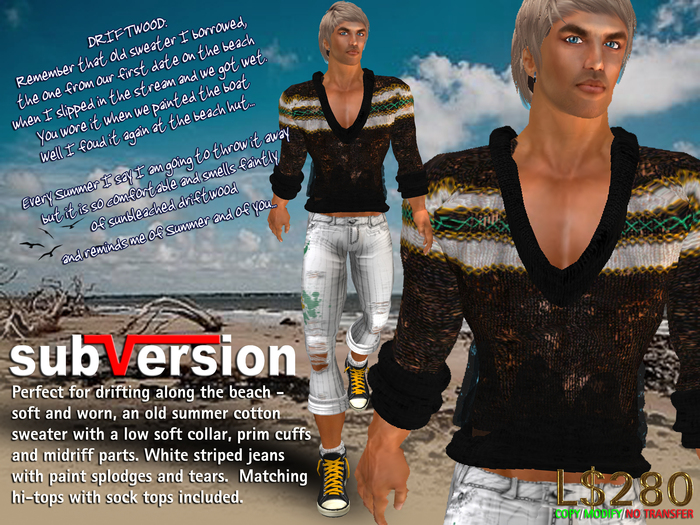 .~subVersion~. DRIFTWOOD  SWEATER & JEANS - BLACK