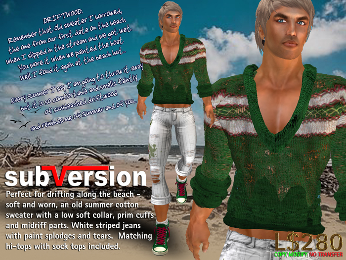 .~subVersion~. DRIFTWOOD  SWEATER & JEANS - GREEN