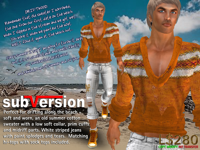 .~subVersion~. DRIFTWOOD  SWEATER & JEANS - ORANGE