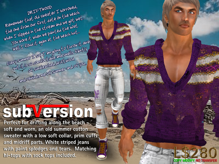 .~subVersion~. DRIFTWOOD  SWEATER & JEANS - PURPLE