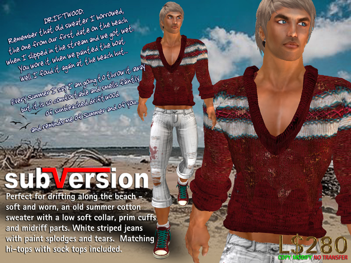 .~subVersion~. DRIFTWOOD  SWEATER & JEANS - RED