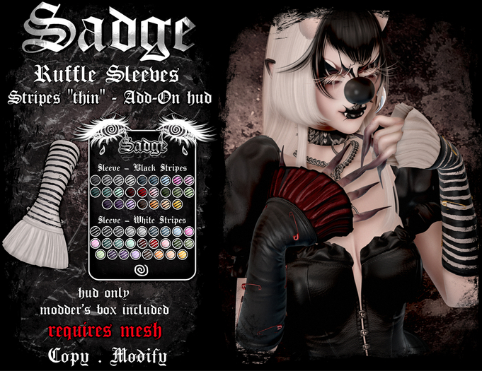 Sadge Ruffle Sleeves - Thin Stripes ADD-ON HUD