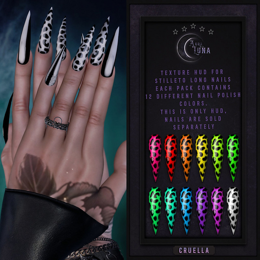 +Aura De La Luna+ Long Stiletto Nails HUD Cruella
