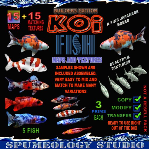 KOI FISH Uv Maps and Matching Textures ready to use in your Landscape.