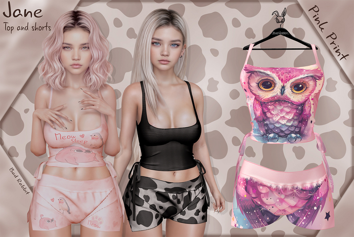 .:Bad Rabbit:. Jane Top and shorts Pink Print