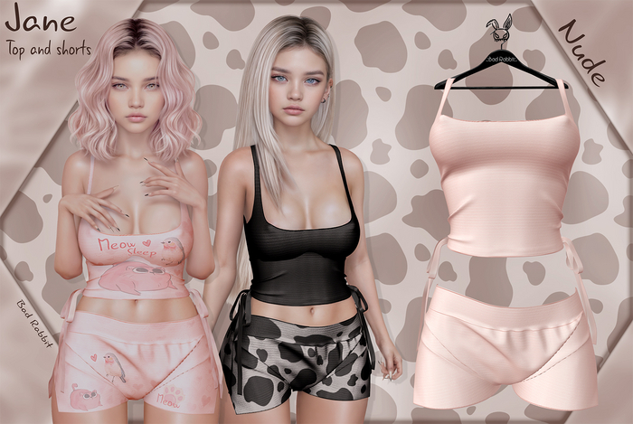 .:Bad Rabbit:. Jane Top and shorts Nude