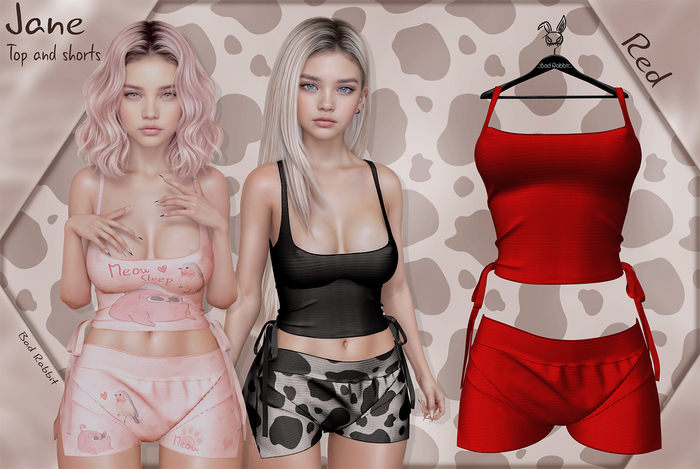 .:Bad Rabbit:. Jane Top and shorts Red