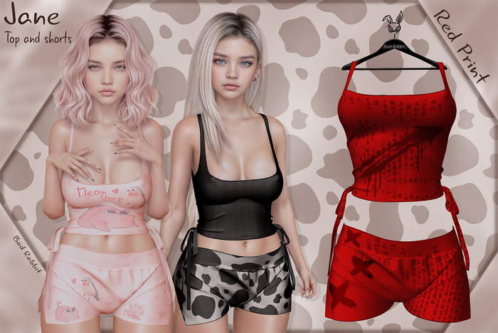 .:Bad Rabbit:. Jane Top and shorts Red Print
