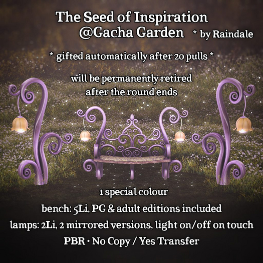 Bench and lamps - Fabledream - Raindale SOI