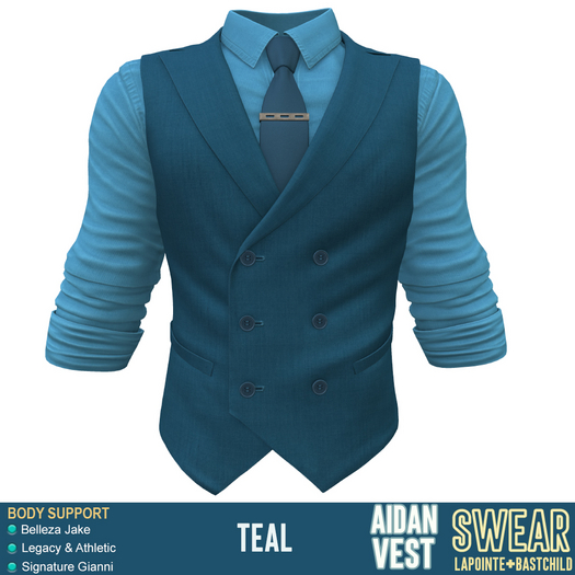 Vest w Tie - Aidan - TEAL