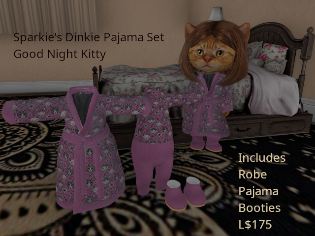 Sparkie's Dinkie Pajama Set Good Night Kitty