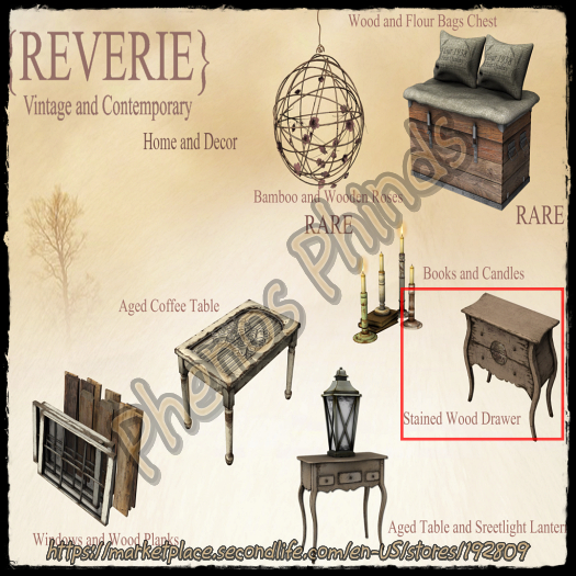 {Reverie} Honey Pie Stained Wood Drawer RETIRED GACHA