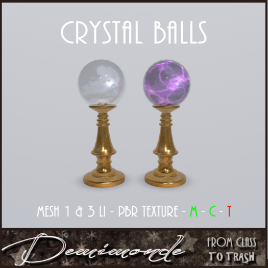 [CYN] Crystal Balls on Brass Stands