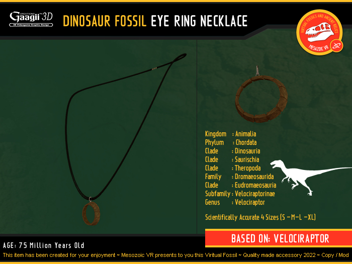 Gaagii 3D - Velociraptor Eye-Ring Necklace (4 sizes pack) Copy/Mod