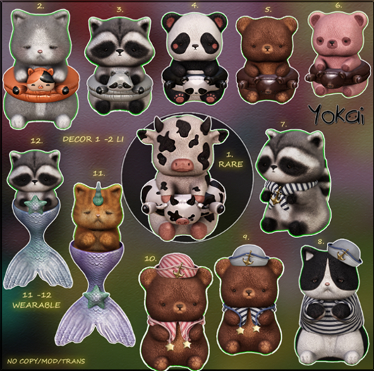 1.YOKAI - Summer Cuties - Swimming Cow RARE