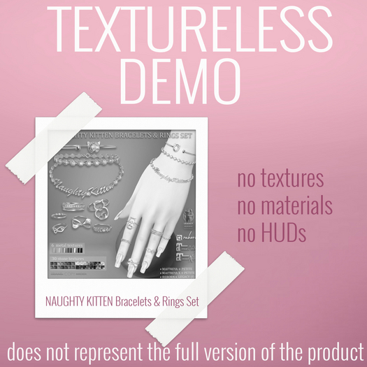 TEXTURELESS DEMO *AvaWay* NAUGHTY KITTEN Bracelets & Rings Set
