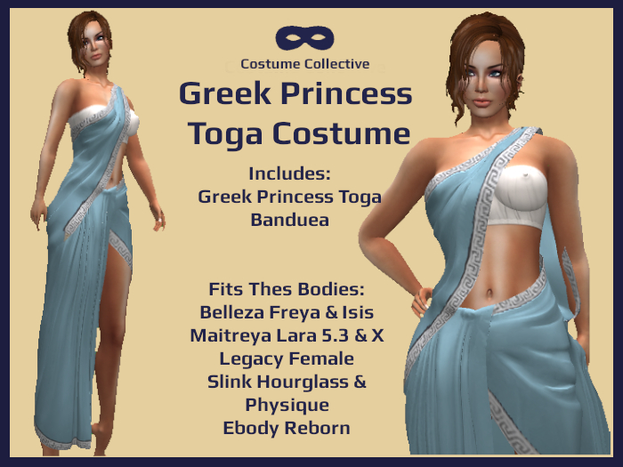 * CC * Greek Princess Toga Costume for Belleza, Maitreya. Legacy. Slink, Ebody