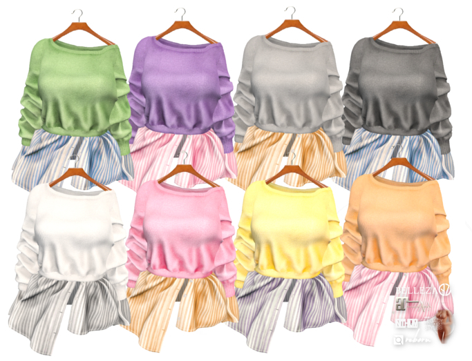 {amiable}Mesh Combination Sweatshirt Poplin Shirt(FAT PACK)