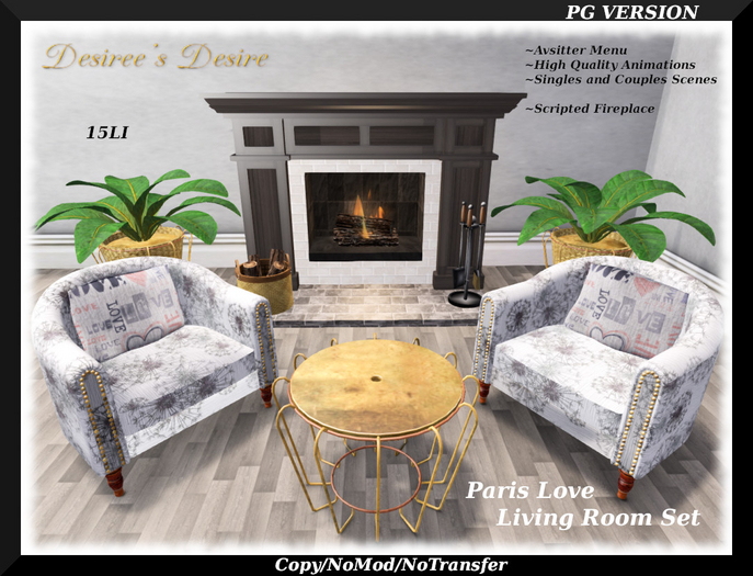  Paris Love Living Room Set PG