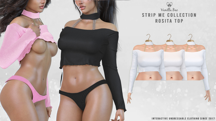 *Vanilla Bae* Rosita Top - White 3 Pack - Strip Me Interactive - Maitreya / LaraX / Legacy / Reborn / Waifu