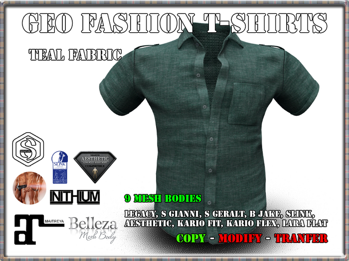 R:CASUAL SHIRTS *TEAL* 9/BODIES
