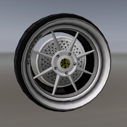 *C>P>D>* V1.0A  8 spoke silver sculpted racing wheels (full perms)