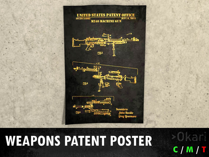 M240 Machine Gun Patent Poster