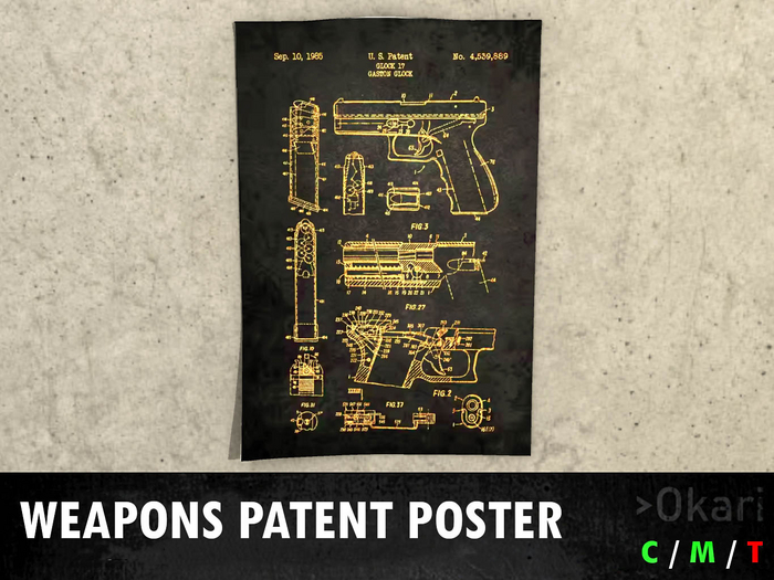 G17 Pistol Yellow Patent Poster