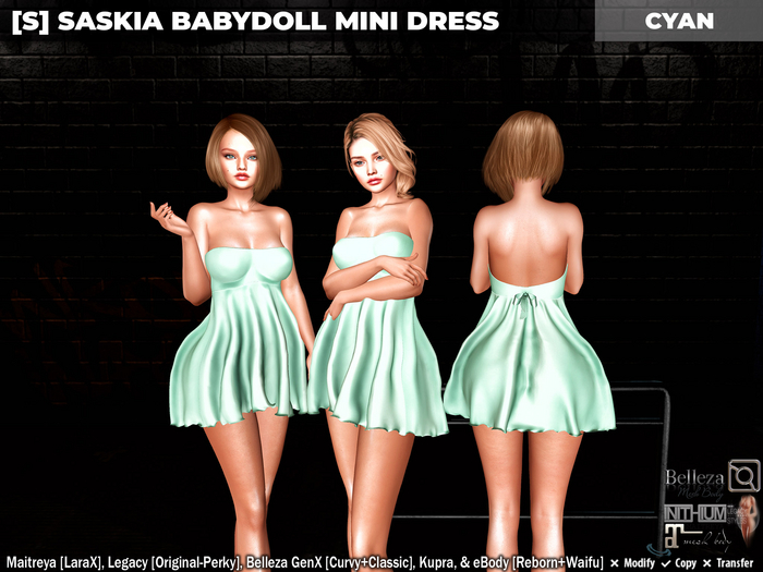 [S] Saskia Babydoll Mini Dress Cyan