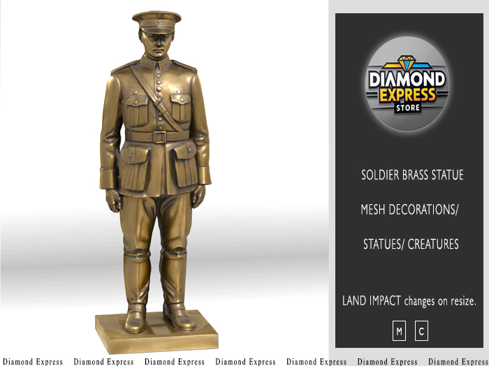 {DE} Soldier Brass Statue- 3D mesh decoration