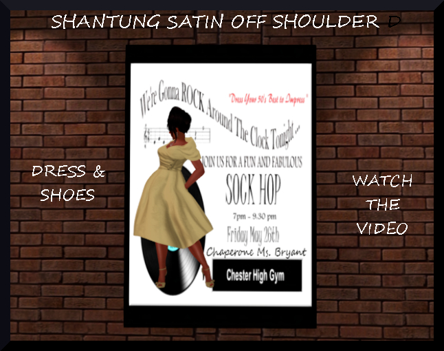 SOCK HOP OLIVE SHANTUNG OFF SHOULDER DRESS & SHOES