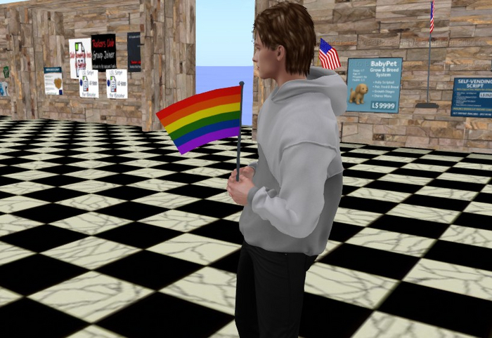 Hand-Held Pride Flag (Wear) Handheld Rainbow Pride Flag – LGBTQ+ Accessory for Second Life (Copy/Trance)