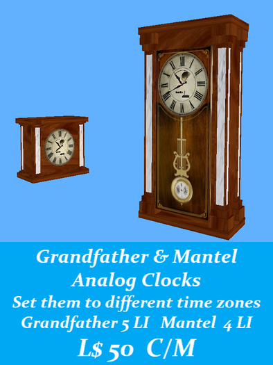 Grandfather & Mantle Working analog clocks