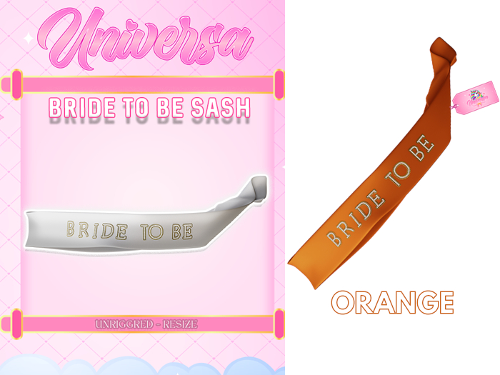#UNIVERSA - Bride TO Be Sash - ORANGE