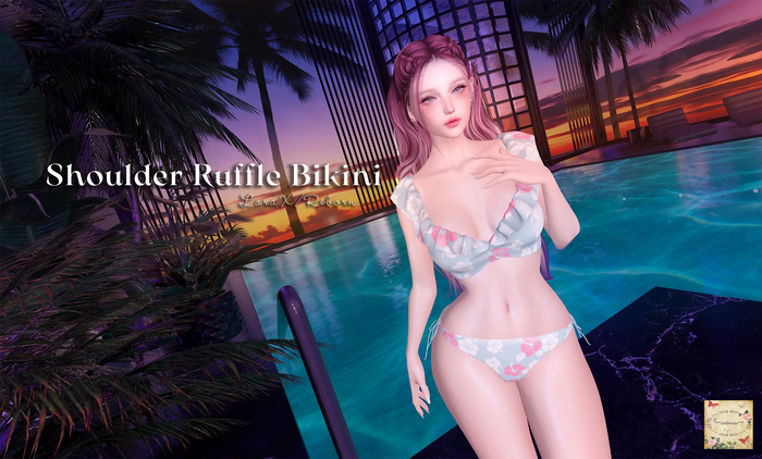 ***Ambrosia***Shoulder Ruffle Bikini[hibiscusB]