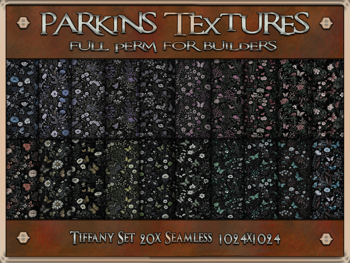 Parkins Textures - Tiffany Set - 20x Full Perm Seamless 1024 - Fabric, Cloth, Pattern, Clothing, Floral. Flower, Blossom