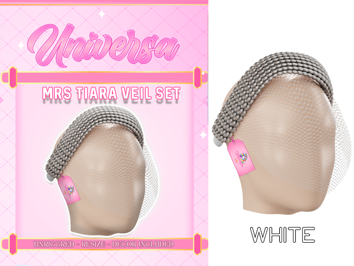 #UNIVERSA - Mrs Tiara Veil Set - WHITE
