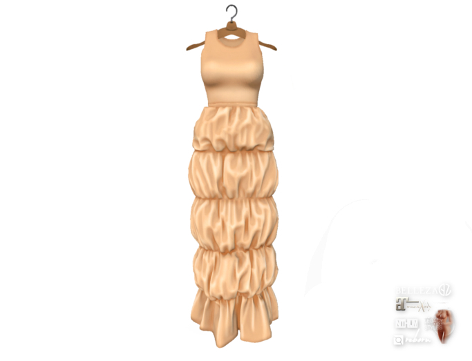 {amiable}Mesh Sharring Balloon Maxi Dress02