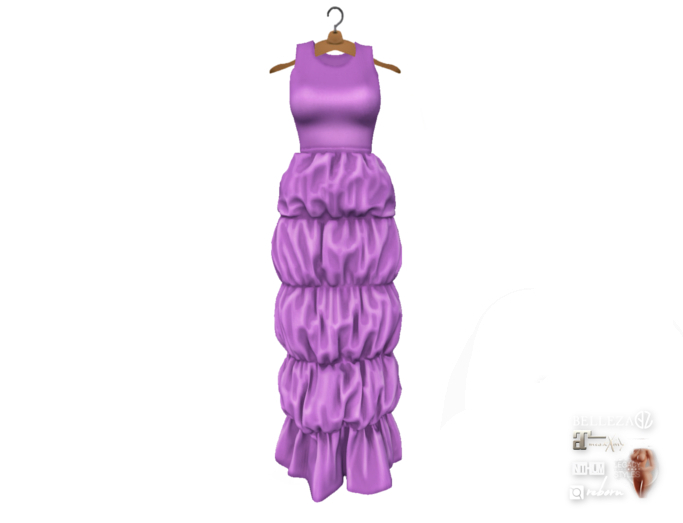 {amiable}Mesh Sharring Balloon Maxi Dress07
