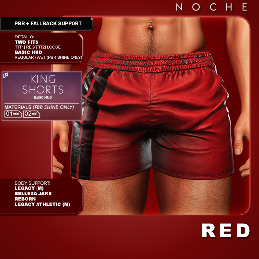 Noche. King Shorts Red