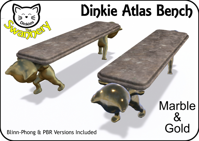 Dinkie Atlas Bench - Marble & Gold