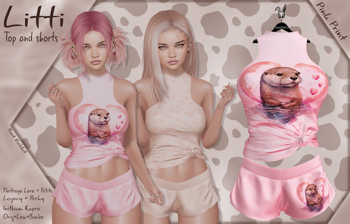 .:Bad Rabbit:. Litti Top and shorts Pink Print