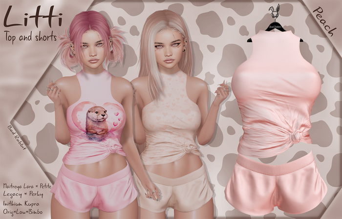 .:Bad Rabbit:. Litti Top and shorts Peach