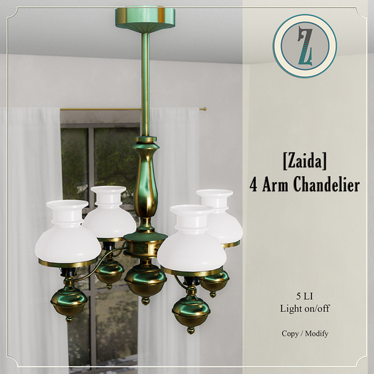 [Zaida] boxed - 4 Arm Chandelier