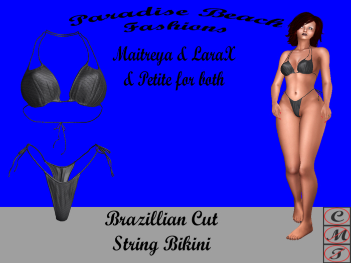 PB0005.5.1 - Brazilian String Bikini (Black) - Maitreya