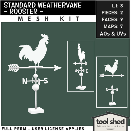 Tool Shed - Standard Weathervane - Rooster Mesh Kit 