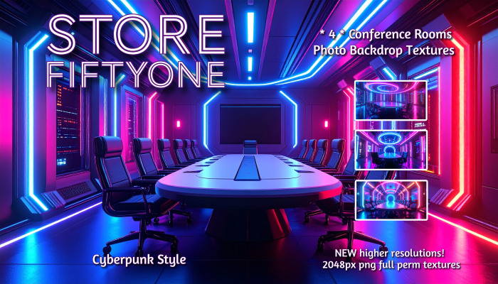 NEW! * 4 * Cyberpunk/Future Conference Room Studio Photo Backdrop Textures - 2K Rez! - Store FiftyOne :) 