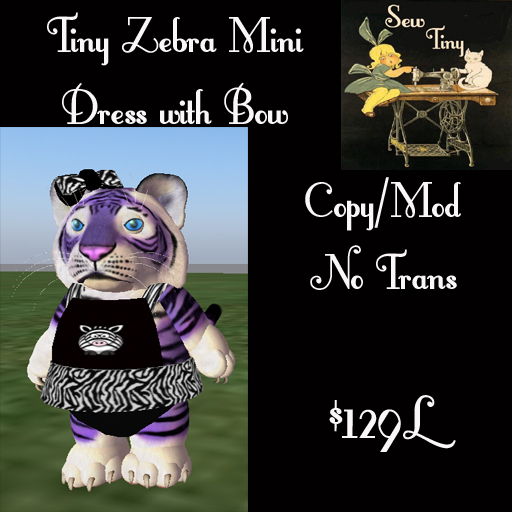 Tiny Zebra Mini Dress & Bow