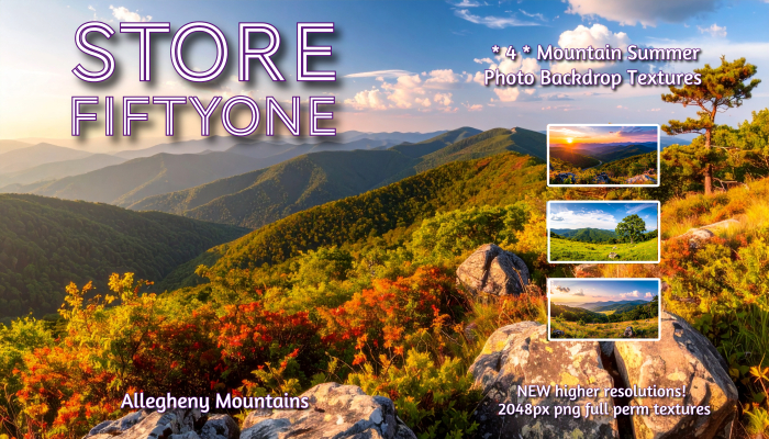 * 4 * Mountain Summer Photo Studio Backdrop Textures - 2K rez! - Store FiftyOne! :) 